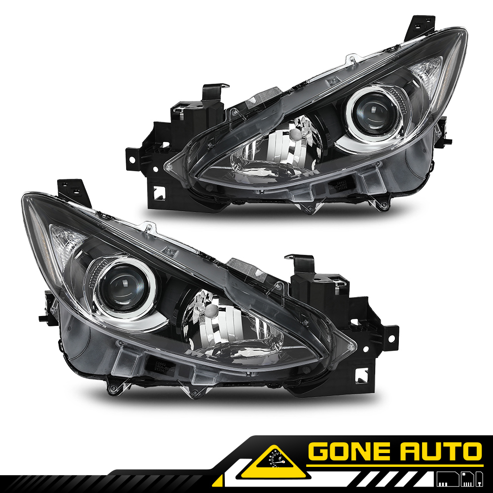 Gplusmotor Projector Headlights Pair For Mazda 3 2014-2016 – Black Housing, DOT/SAE, Halogen